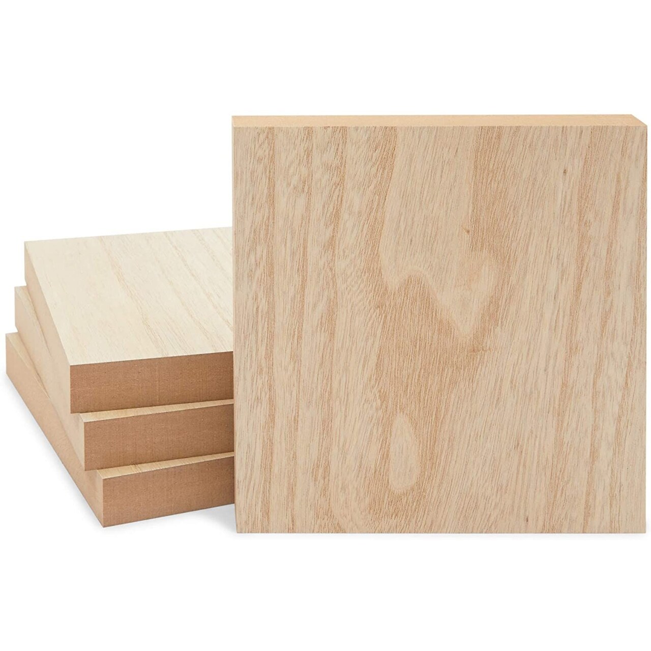 Bright Creations Unfinished MDF Wood Blocks for Crafts, 1 In Thick Wooden Square Blocks (8x8 In, 4 Pack)